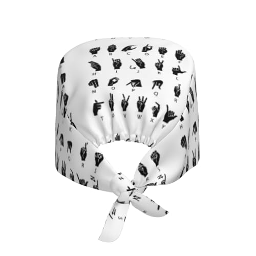 Image of Working Cap Scrub Cap with Sweatband Adjustable Unisex Women Tie Back Hat Nurse Surgical Caps