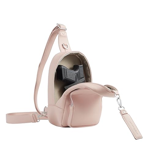 CCW Sling bag for Women & Men-Magnetic closure Cusual EDC bag with fast access-Concealed carry crossbody bag for Women & Men-Include universal fast draw Holster (Pink)