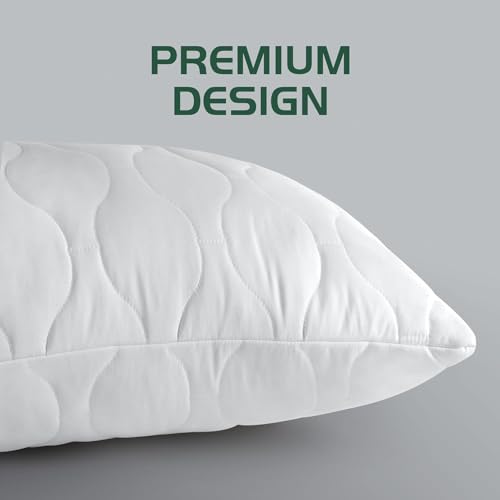 Utopia Bedding Kopfkissen 40x80 cm (2er Set), Gestepptes Kissen für Bett und als Dekokissen, Kissenfüllung, SofaKissen, Zierkissen für Couch (Weiß)