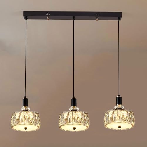 Lámpara colgante de comedor negra con luces LED regulables para eliminar sombras