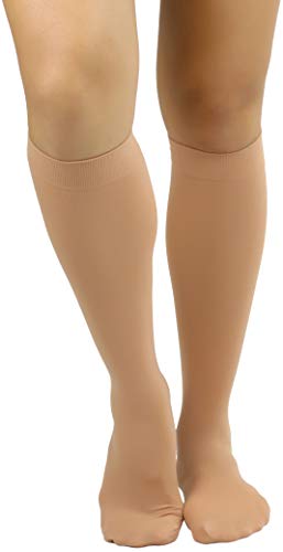 Image of ToBeInStyle Women's Opaque Knee High Nylon Fashion Socks Solid & w /Front Satin Bow