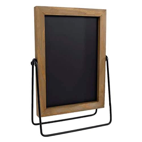 MACOSA VM081580 Pizarra de pie Negro Marrón Madera Metal 30 cm Pizarra sobre estructura Pizarra Decorativa Boda Cumpleaños Pizarra Memotafel Cover
