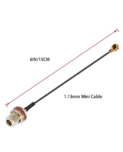 Vecys 2PCS U.F.L1 to N Type Female Low Loss Coaxial Cable 6" /15CM U.F.L1 1.13mm Mini-Coaxial Pigtail Cable for Wireless Routers Mini PCIE Network Cards PCI Wi-Fi WAN Repeater - Image 2