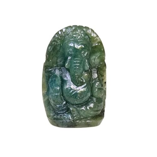 Image of Soulwise Emerald Gemstone Ganesha Idol - 92 Carats, 4 cm | Hand-Carved Natural Panna Ganesh Statue for Wisdom, Success & Emotional Healing.