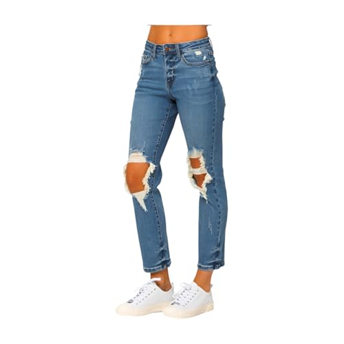 Judy Blue High Rise Distressed Boyfriend Jeans2