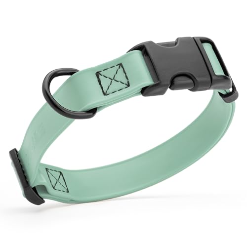 Image of Dogline Biothane Waterproof Dog Collar with Quick Release Buckle Strong Coated Nylon Webbing with Odor- Proof for Easy Care Easy to Clean Fits Small Medium Large Dogs, Sage Green 1 inch W 15-23 inch L