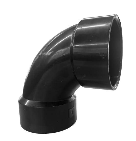 Image of LESSO 2PCS 1 1 /2 inch 90 Degree Sweep Elbow, ABS DWV Pipe Fitting, Black | Sanitary Drain, Waste, and Vent(DWV), Sewer, General Drainage Applications