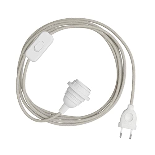 Cable de luz con portalámparas E14 y cable textil RN01 SnakeBis de 3 metros para pantalla