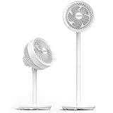 WOWDSGN 2-in-1 Pedestal Circulator Fan, Adjustable Floor Fan with 4 Heights, Ultra-Quiet 73° Oscillating & 3 Speeds, Cooling Fan for Living Room, Bedroom, Office and Home（White）