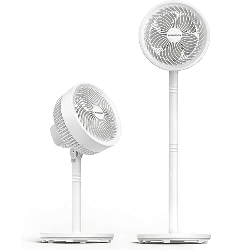 Image of WOWDSGN 2-in-1 Pedestal Circulator Fan, Adjustable Floor Fan with 4 Heights, Ultra-Quiet 73° Oscillating & 3 Speeds, Cooling Fan for Living Room, Bedroom, Office and Home(White)
