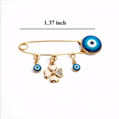 Image of Turkey Evil Eye Rhinestone Charm Blue Lucky Eyeball Hands Brooch Pins Jewelry for Good Luck