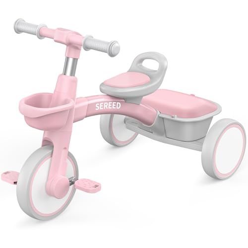 SEREED Triciclo para Niños 2 a 5 Años, Triciclo Ajustable, Juguete y Regalo para Niñas y Niños (Rosa)