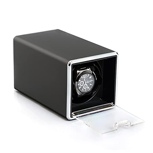 OUZVI Automatic Single Watch Winder For 1 Watches, Pu Leather Metal Self-Winding Mechanical Watch Box Case With Quiet Motor And Dual Power Supply For Men And Women,B (D)