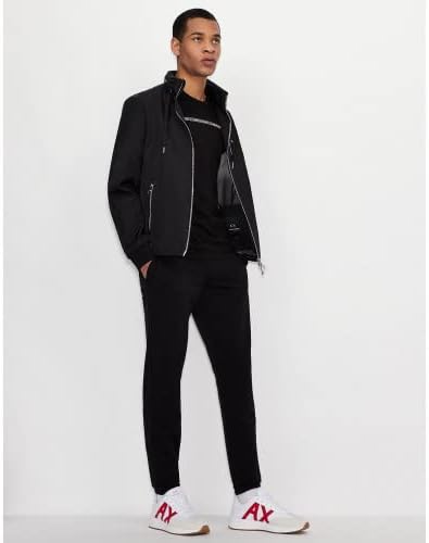 Armani Exchange mens Drawstring Circle Logo Zip Up Nylon Jacket - Image 2