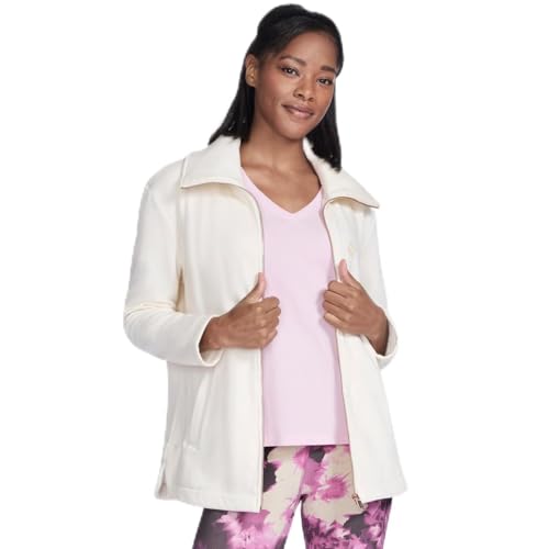 Skechers WOMENS GOSNUGGLE TUNIC FZ JACKET, Egret, M Off-white