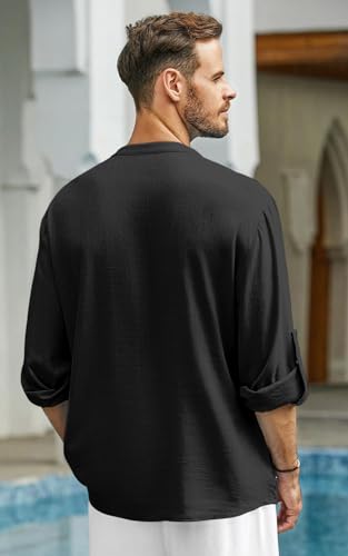 Image of Men's Solid Cotton Blend Regular Fit Mandarin /Chinese Collor Short Kurta for Men