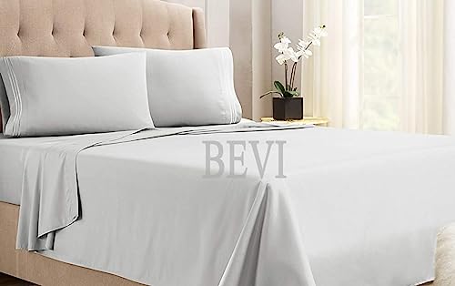 Image of BEVI - Home Premium Solid Plain Single Bedsheet with 1 Pillow Cover 300 TC Microfiber for Single Bed | Size (60 inch x 90 inch) Light Grey