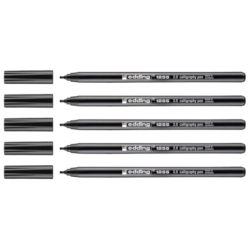 Edding 5 St&uuml;ck Kalligraphie-Stifte 1255 2.0 schwarz Spitze 2 mm