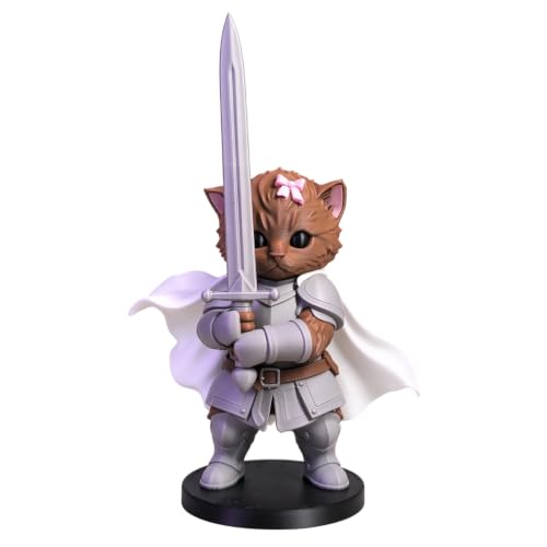 KICILVS Knight Kitten –4Inch Knight Cat with a Sword | Dragon Slayer,Medieval Cat Figurine,3D Printed Cat Knight,Desk & Shelf Decor, Adult Collectible - image 1
