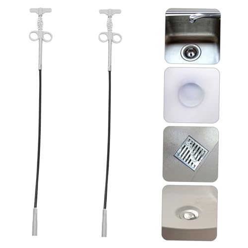 TOBBOMEY 2個 家用弯曲?簧式爪疏通器 グレー 排水溝まり取りに 頑丈で錆びにくいキッチンお風呂トイレ用パイプ洗浄ツール