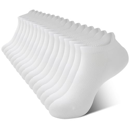 BAMBOO COOL Women's Ankle Athletic Running Socks Low Cut Socks For Ladies, Cushioned Breathable Comfort for Sports, 8 Pack White Socks - Main Image