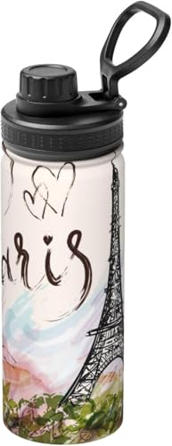 エッフェル塔 アニメ 水筒 真空断熱 保温 保冷 スポーツボトル 人気 ステンレスボトル スポーツ飲料対応 漏れない 直飲み530ml 男の子 女の子 おしゃれ 大人 子供 グッズ キャラクター dh106w