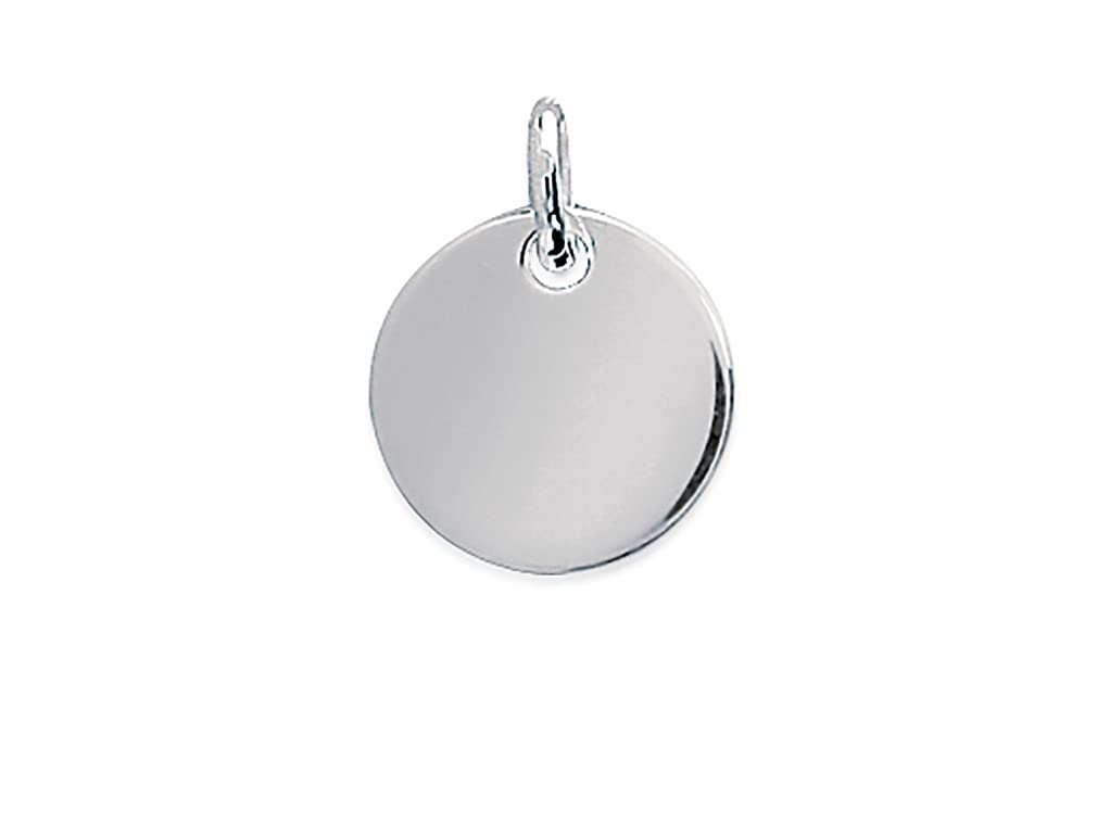Tata Gisèle Pendentif Rond en Argent 925/000 Rhodié - Médaille Ronde 15 mm - Gravure Incluse - Sachet Velours Offert