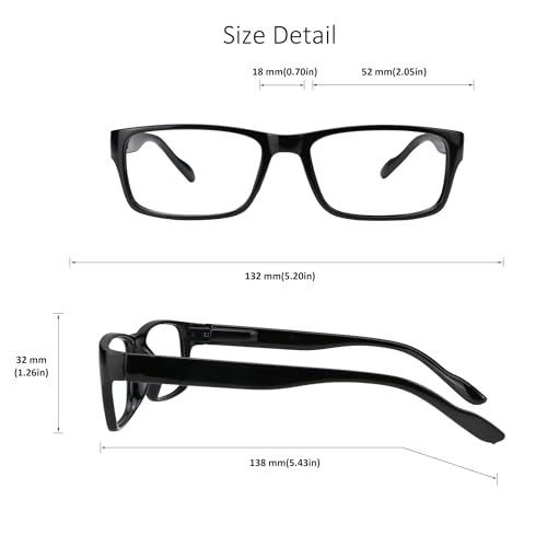 Image of VisionGlobal 4 Pairs Reading Glasses, Computer Reading Glasses for Women and Men, Fashion Square Eyewear Frame(4 Black,+2.25)
