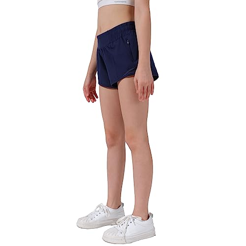 Aurefin Girls Athletic Shorts, Lightweight Running Shorts for Teen Girls Kids Sports Active Short with Zip Pocket and Elastic4