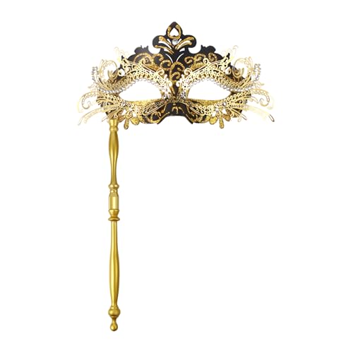 Masque vénitien pour femme avec bâton Oidea et strass scintillants