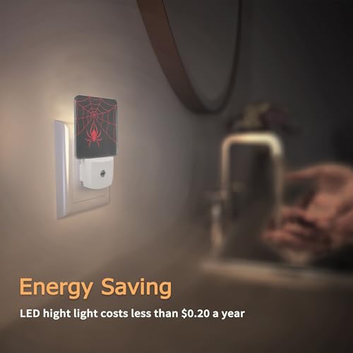 Image of YASHILAIYA Red Spider Web Night Light,Night Lights Plug into Wall for Boys Girls Gifts for Stairway Hallway Bedroom 0.5W Nightlight