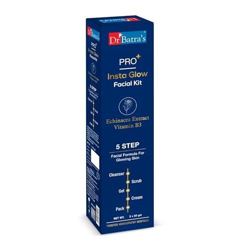 Image of Dr Batra's PRO+ Insta Glow Facial Kit, Enriched with Echinacea extracts & B3, Reduces Blemishes, Face Wash for Clean Skin, Protection from Sun Damage, Moisturized Skin ( 250g)