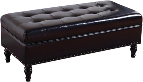 Taburete de almacenamiento de piel sintética y banco rectangular para el dormitorio 2