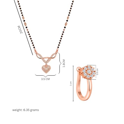 Image of Nilu's Collection American Diamond Rose Gold Plated Designer Mangalsutra Pendant for Girls and Women (With Chain) (Style 1)