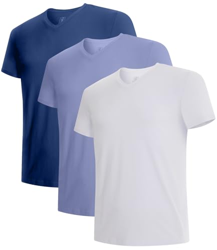 Image of BAMBOO COOL Men's Undershirts V Neck, Moisture-Wicking Soft T-Shirts 3 Pack | Stay Tucked Classic Fit Tag-Free, Softness Breathable Comfort Cooling, V-neck t shirts for men, Summer T's, Short Sleeves Tee