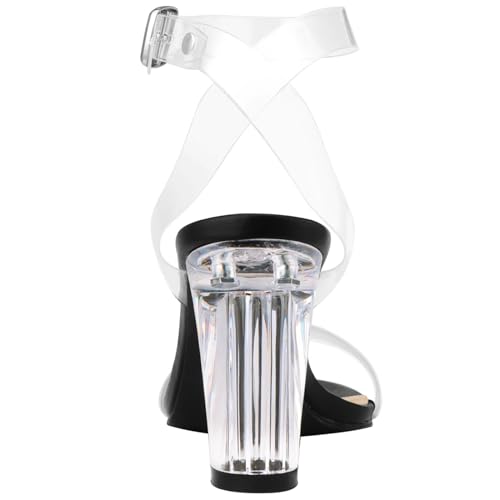 Image of ZriEy Clear Block Sandals Chunky Heels for Women 3.35 Inch Open Toe Adjustable Ankle Strap Pump Sandals for Weddings Parties Daily Wear