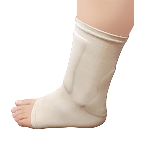 AT Surgical Shin and Achilles Gel Padding Protection Compression Sleeve for Women and Men Beige (Small)