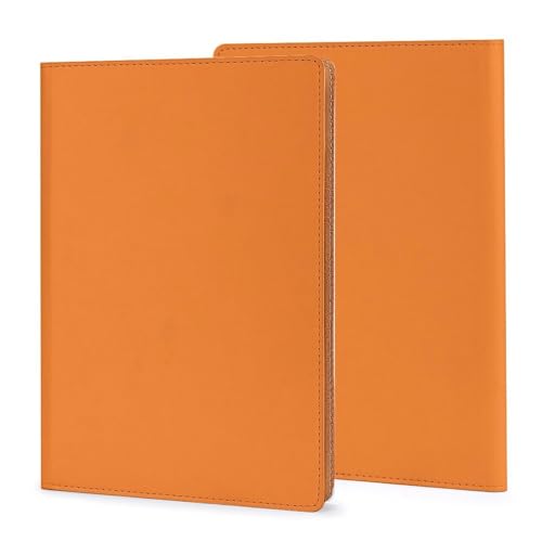 Couverture carnet A5 orange réutilisable cuir synthétique planification