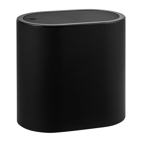 eluno Poubelle de salle de bain ovale, avec surface douce au toucher, couvercle basculant et coussinets de protection contre les rayures, poubelle pour toilettes...