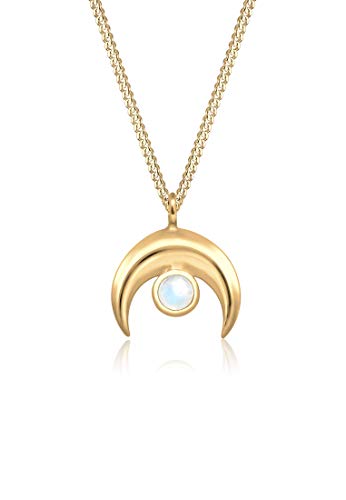 Collier demi-lune en argent 925 massif et véritable pierre de lune fine