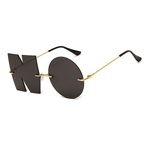 ENTHYI Letter NO Party Rimless Irregular Design Sunglasses For Men/Women UV400 Streetwear Eyewears