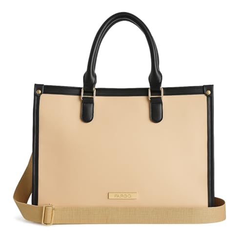 Image of Fargo Regal Vegan Leather Tote Bag for Women | Laptop Compartment, RFID Pockets, YKK Zipper, Large Office Handbag | Shoulder Bag for College & Daily Use | Made in India