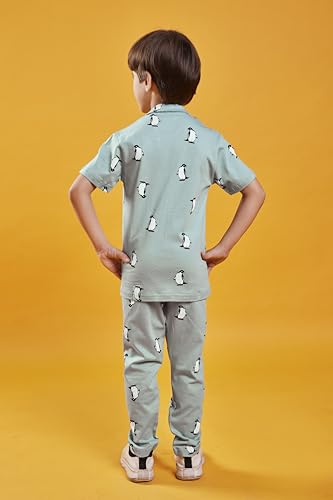 Image of 3BROS Unisex Pure Cotton Short Sleeve Kids Night Dress for Boys & Girls Nightwear /Sleepsuit /Sleepwear /Loungewear Night Suit for Boys and Girls Top and Pyjama Combo Set