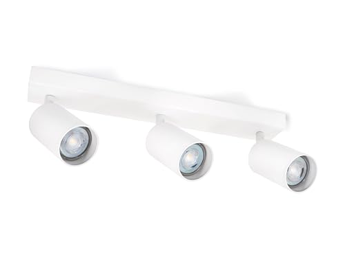 KOLORENO Lampada da Superficie Spoti - GU10 - Lampada da Parete Faretto x3 - Faretto da Soffitto in Alluminio - Bianco, 380x250 mm