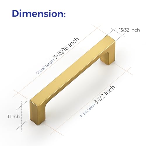 Image of Ravinte Brushed Gold Kitchen Cabinet Solid Handles,3-1 /2 Inch,10 Pack