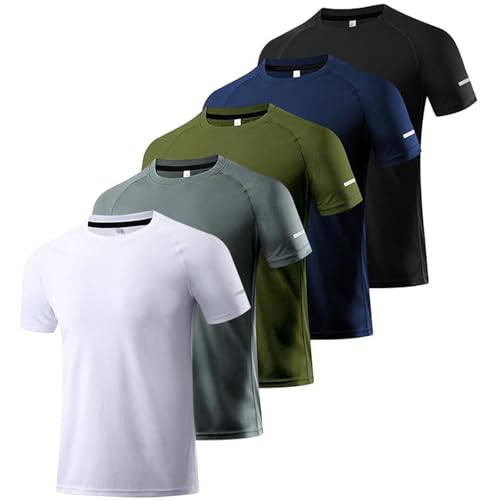 Opiniones de Playera Deportiva favoritos de las personas. 43 CXJYSD Pack De 5 Conjunto De Camiseta Deportiva Fitness,Camiseta para Correr De Secado Rápido,Camisetas Deportivas De Gimnasio