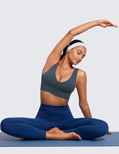 Image of CRZ YOGA Butterluxe V Neck Longline Sports Bra | Light Support, Removable Pads, Yoga, Extremely Soft, U Back, Wide Straps, for Women