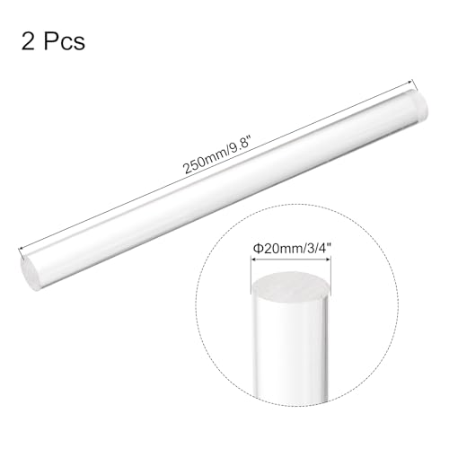 Image of MECCANIXITY 2pcs Acrylic Round Rods 25 /32 inch x 10 inch Clear Acrylic Dowel Rods Sticks Plastic Sticks Strip for DIY Crafts Lighting Gardening Decoration - 20mm x 250mm