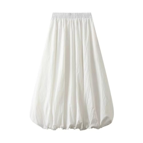 Skirt for Women High Waist Elastic Solid A Line Ruched Loose Casual Pleated Soft Lightweight Fashion Ladies Outings