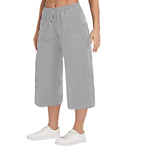 Image of Brand Flex Women's Cotton Plain Capri, Loose Yoga Pants, Nightwear for Women (XL, Grey)